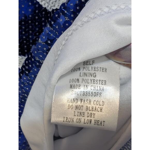Fashion Nova Blue Sequins Jersey Game Time Party Shirt Dress Size L NWT! - Picture 10 of 10